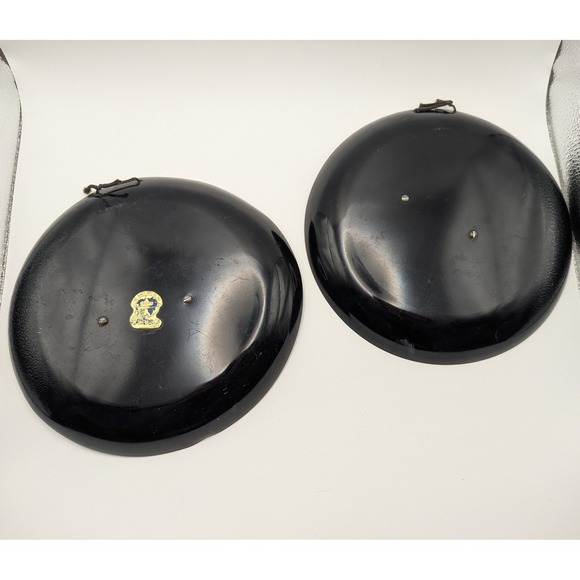 Vintage Japanese Black Gold 3D Relief Wall Plaques Set 2 The World Gift Co Japan - Picture 6 of 9